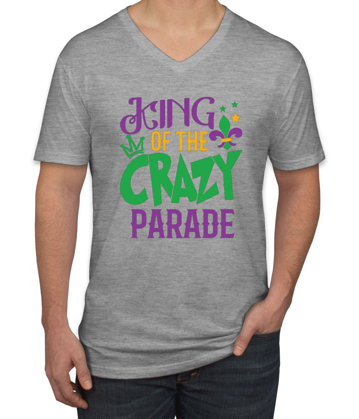 King Of The Crazy Parade Mardi Gras Men's V Neck T-shirt