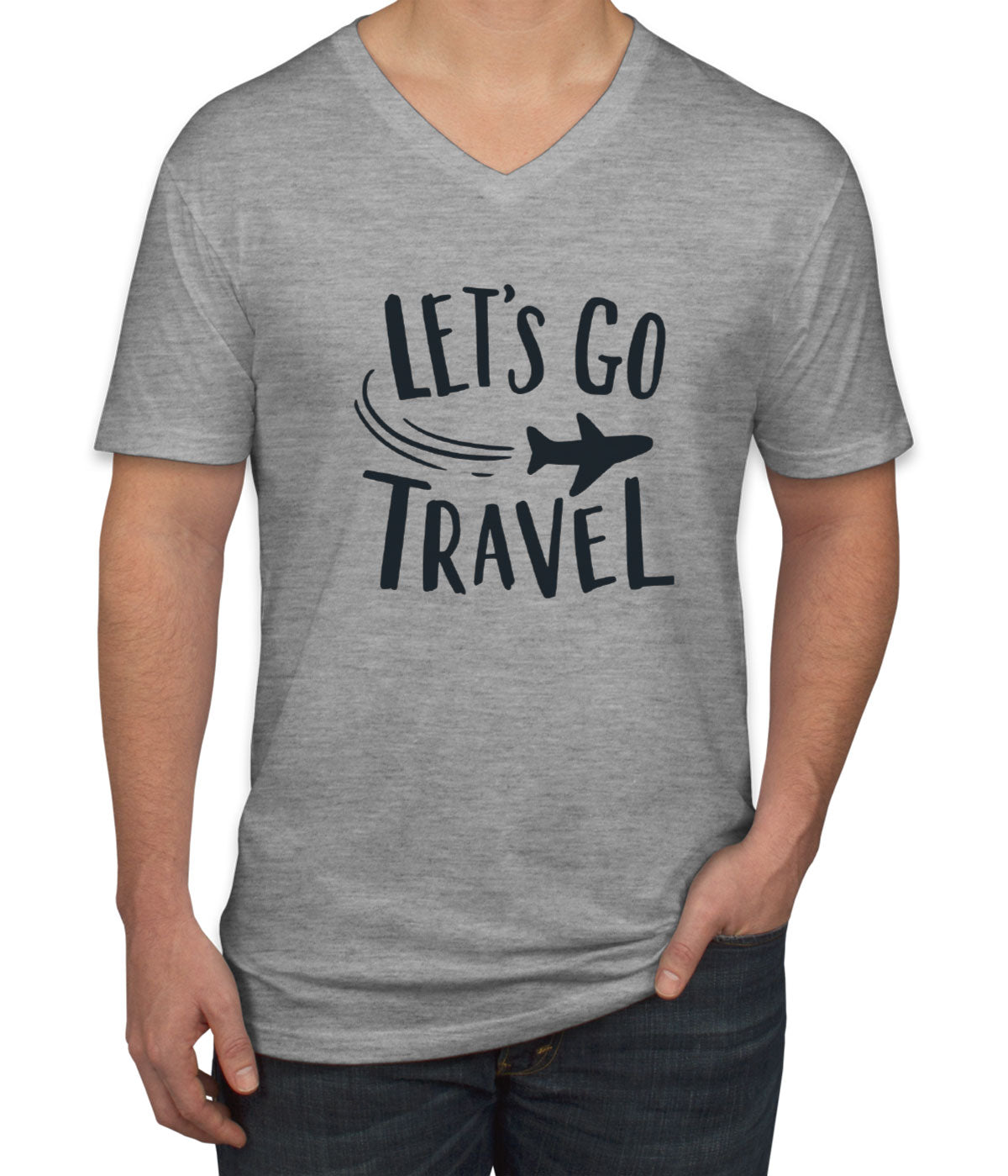 Let's Go Travel Men's V Neck T-shirt