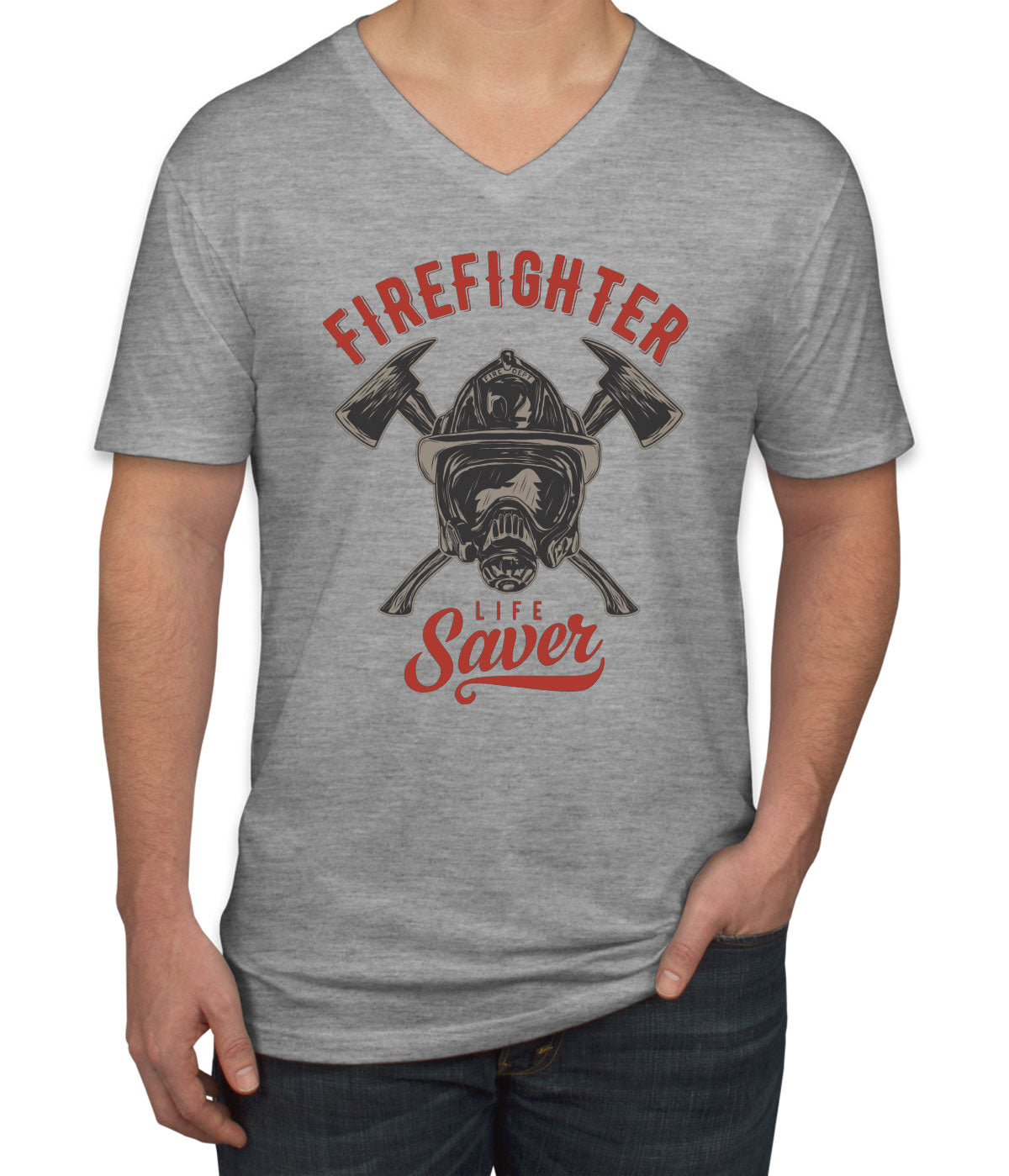 Firefighter Life Saver Fireman Men's V Neck T-shirt