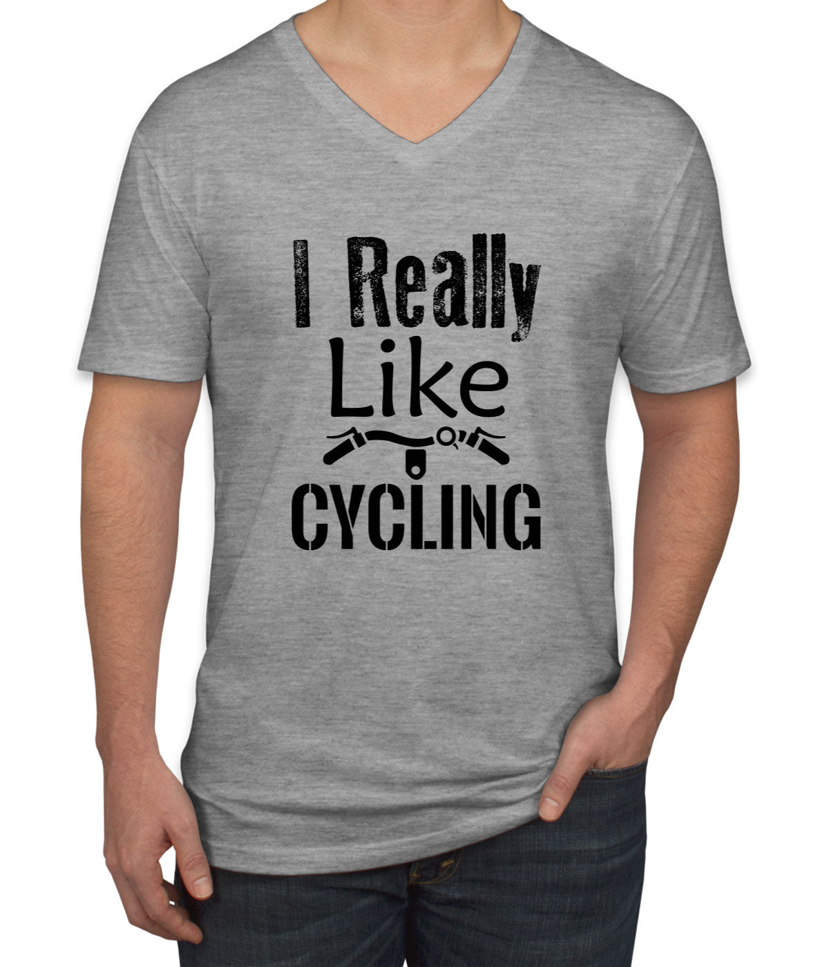 I Really Like Cycling Men's V Neck T-shirt