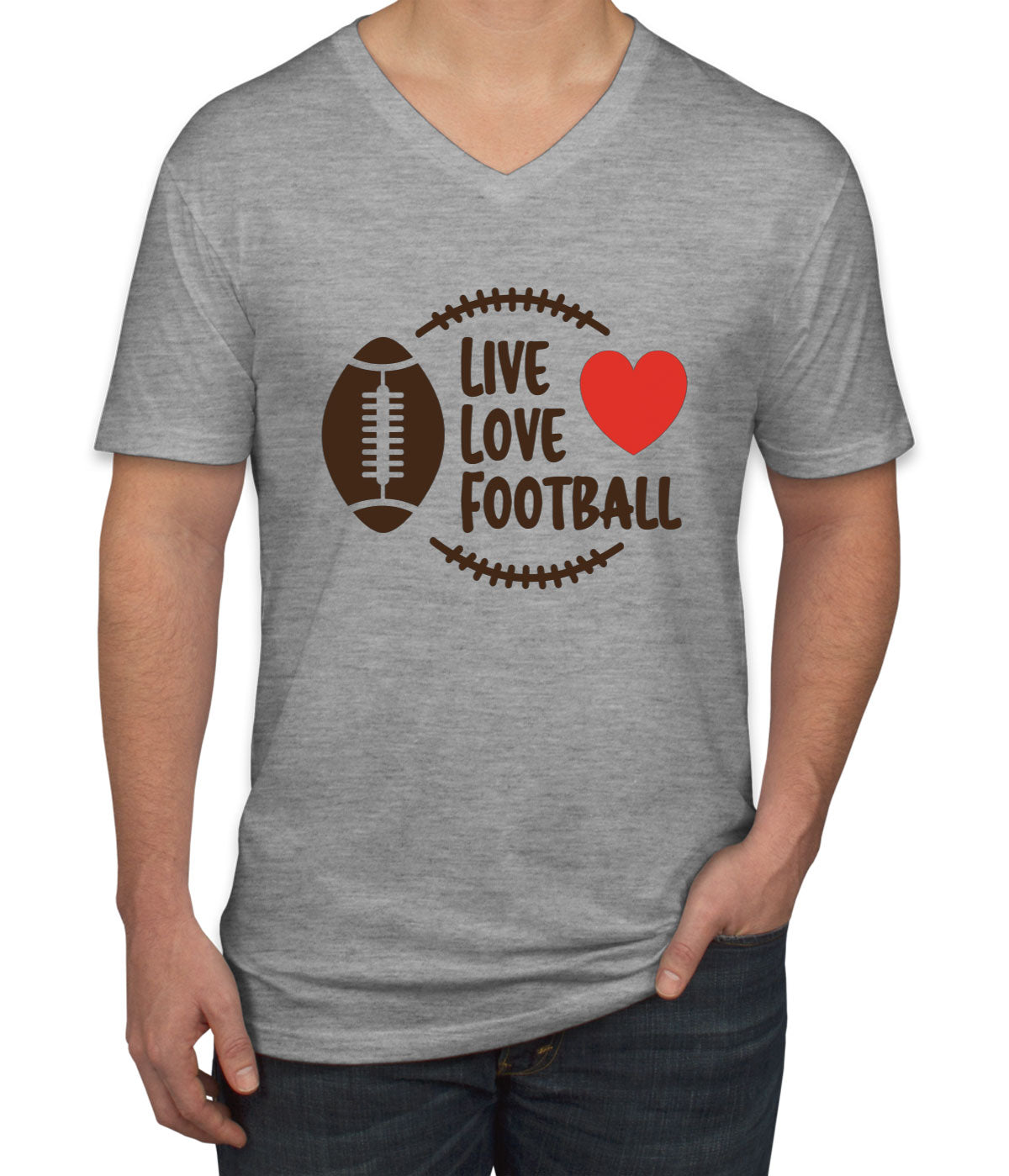 Live Love Football Men's V Neck T-shirt