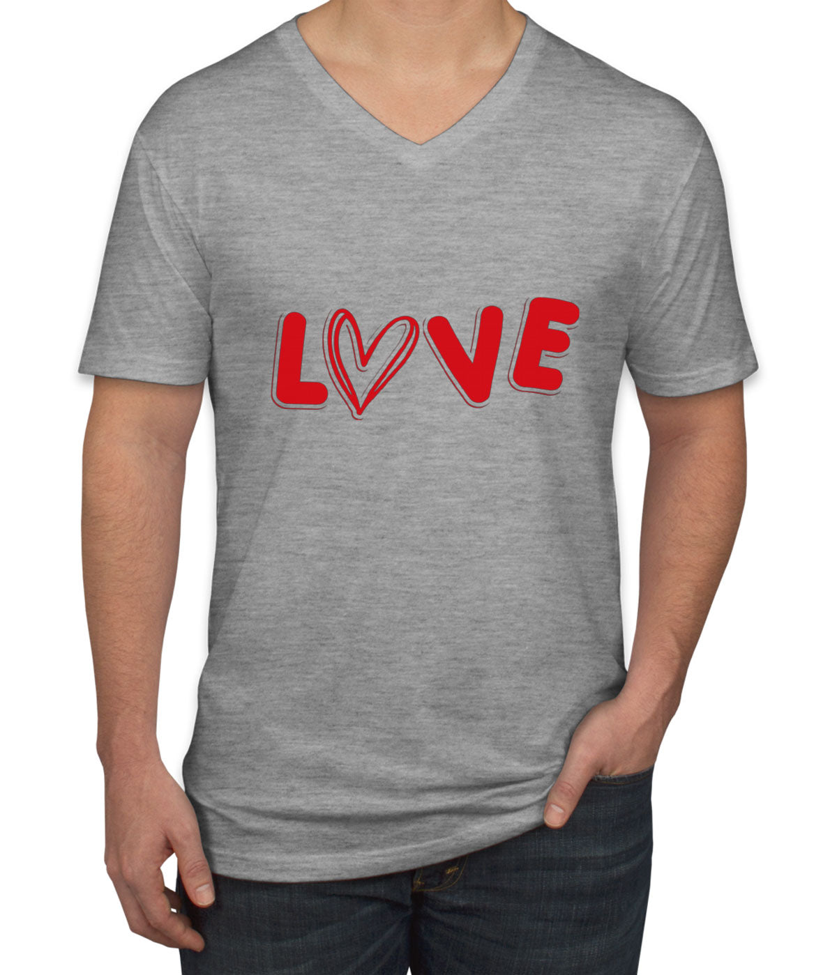 Love Heart Valentine's Day Men's V Neck T-shirt