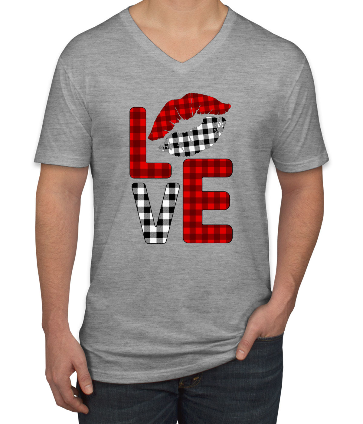 Love Lipstick Valentine's Day Men's V Neck T-shirt