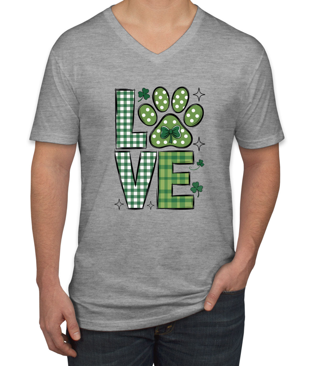 Love Lucky Dog St. Patrick's Day Men's V Neck T-shirt