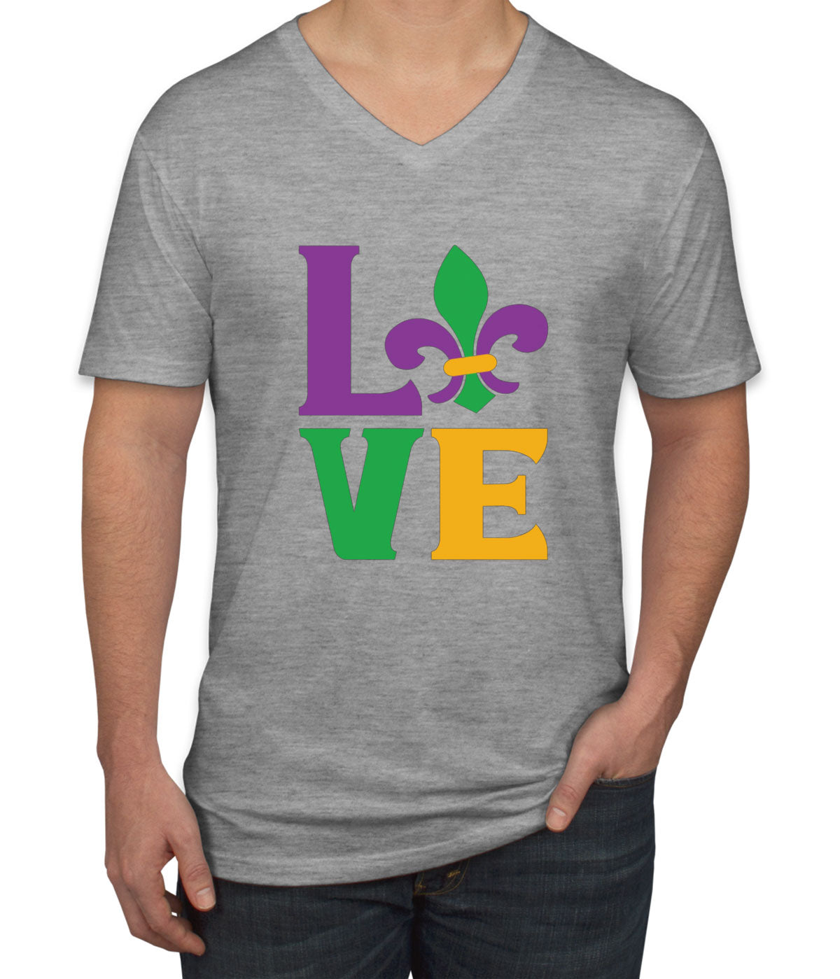 Love Mardi Gras Men's V Neck T-shirt