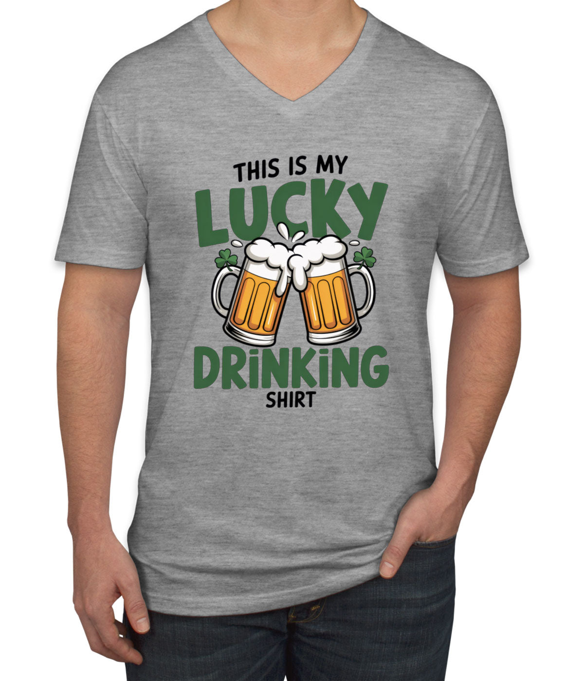 This Is My Lucky Drinking Shirt St. Patrick's Day Men's V Neck T-shirt