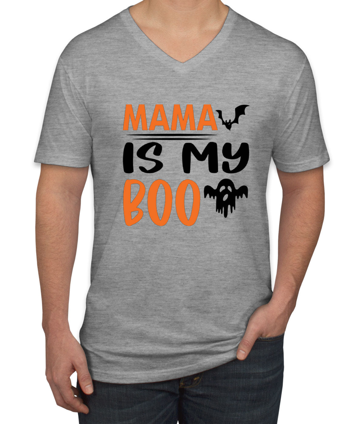 Mama Is My Boo Halloween Men's V Neck T-shirt