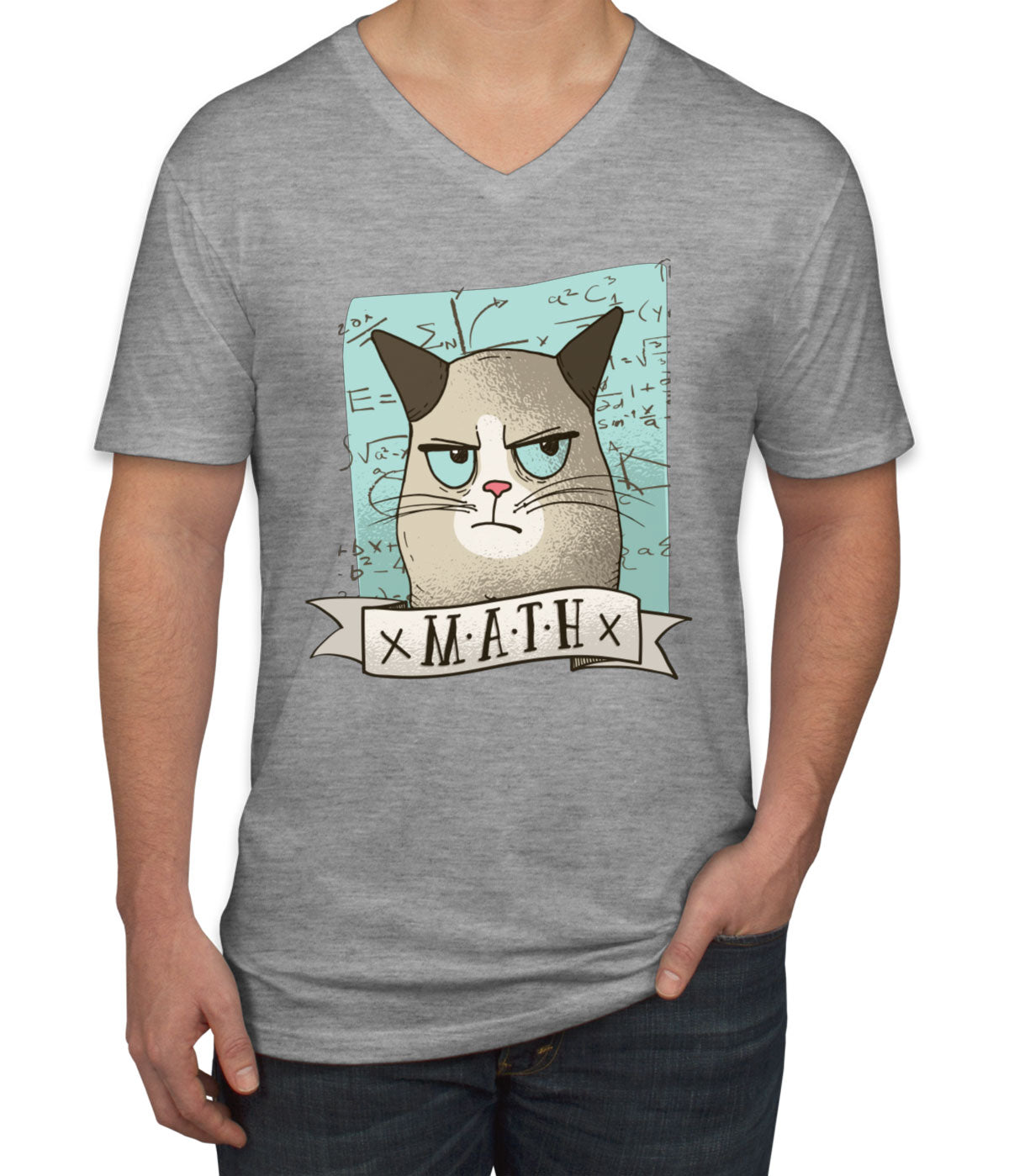 Math Cat Men's V Neck T-shirt