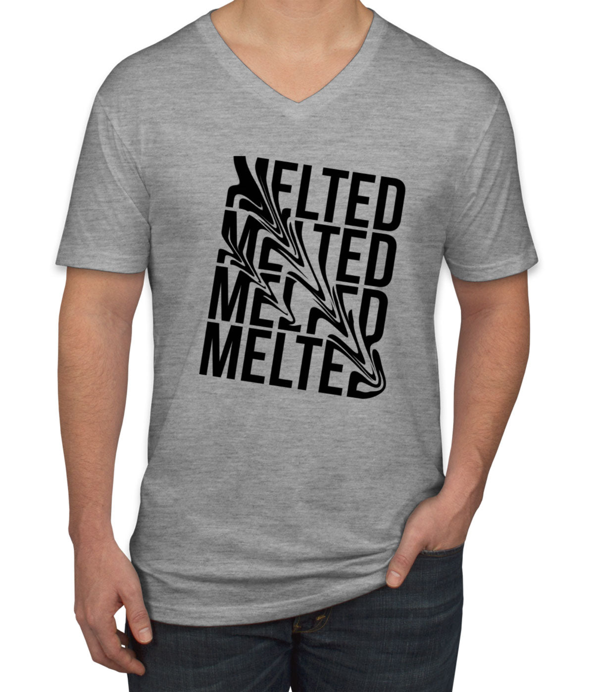 Melted Typography Men's V Neck T-shirt