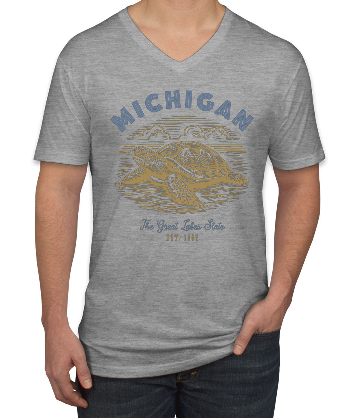 Michigan State Vintage Men's V Neck T-shirt