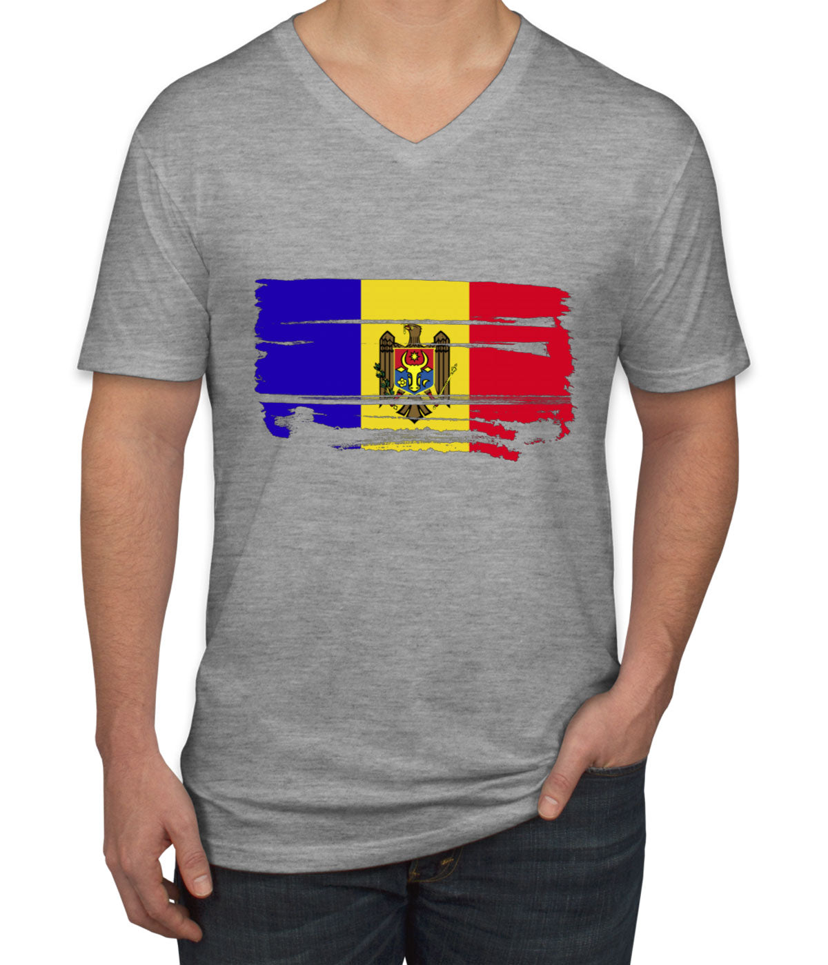 Moldova Flag Men's V Neck T-shirt