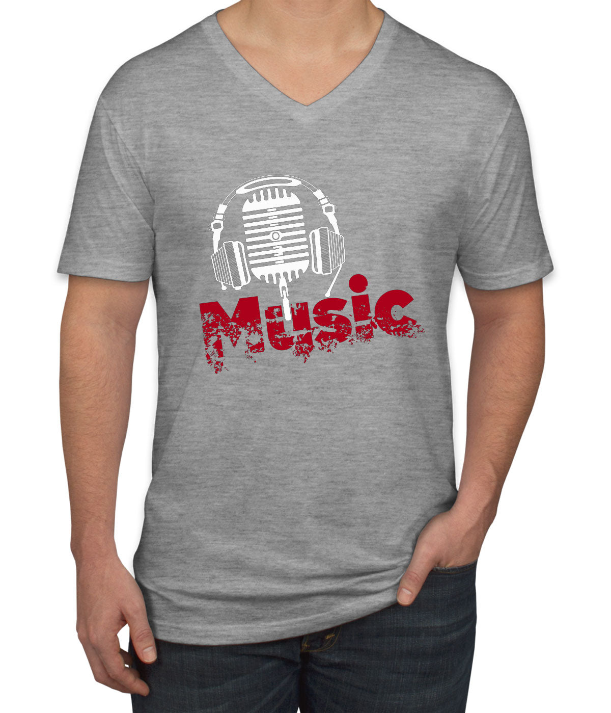 Music And Headphone Men's V Neck T-shirt