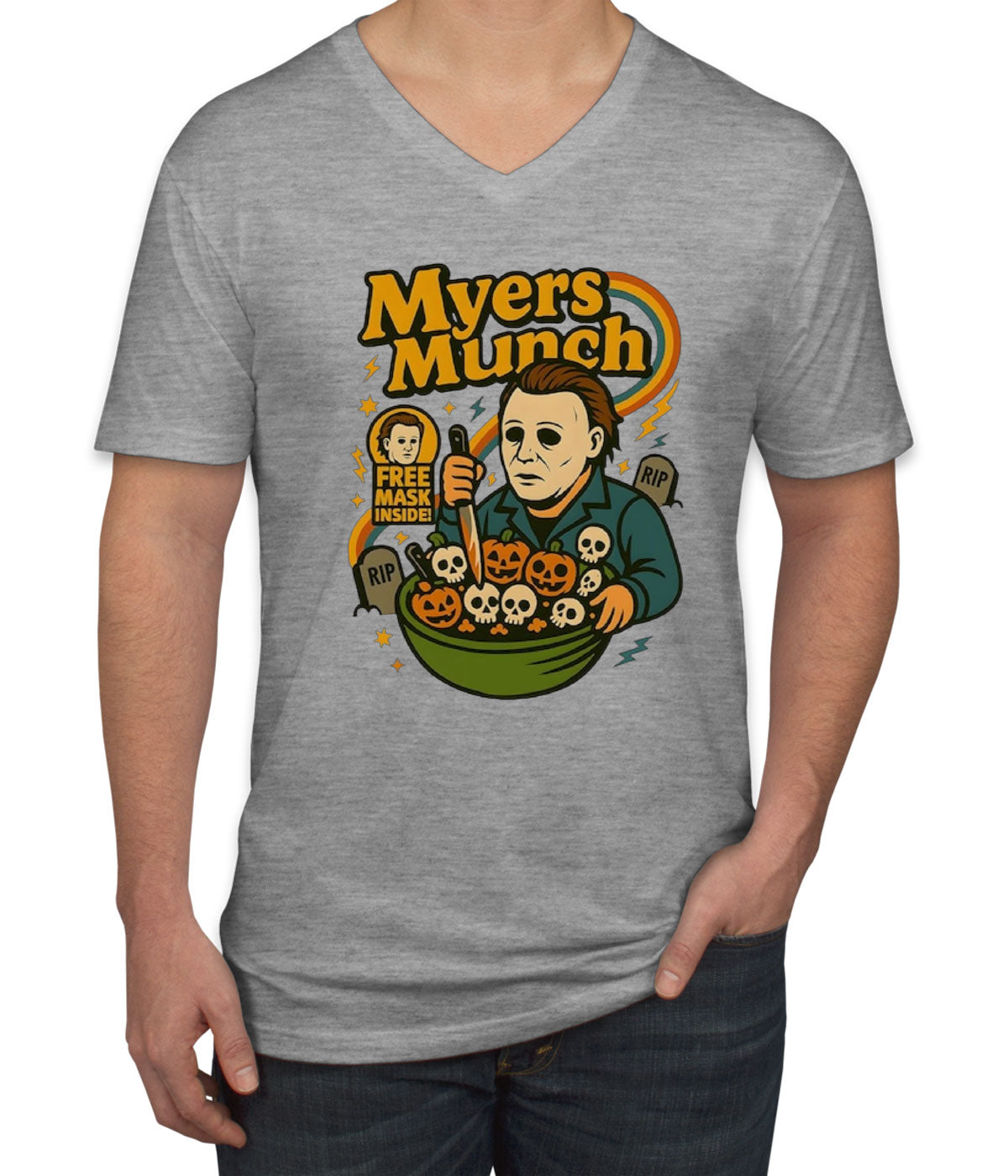 Myers Munch Halloween Men's V Neck T-shirt