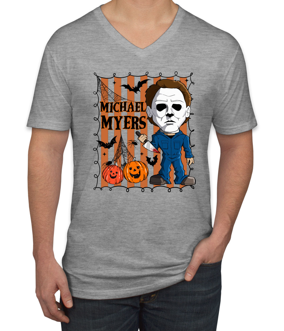 Myers Horror Movie Character Halloween Men's V Neck T-shirt