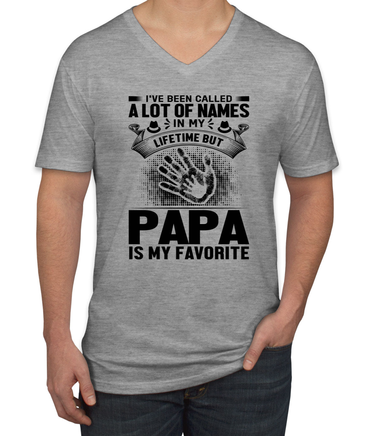 Papa Is My Favorite Name Father's Day Men's V Neck T-shirt