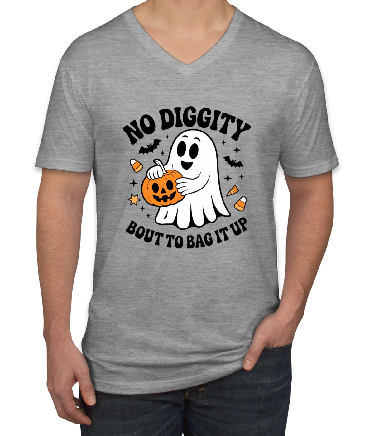 No Diggity Bout To Bag It Up Halloween Men's V Neck T-shirt