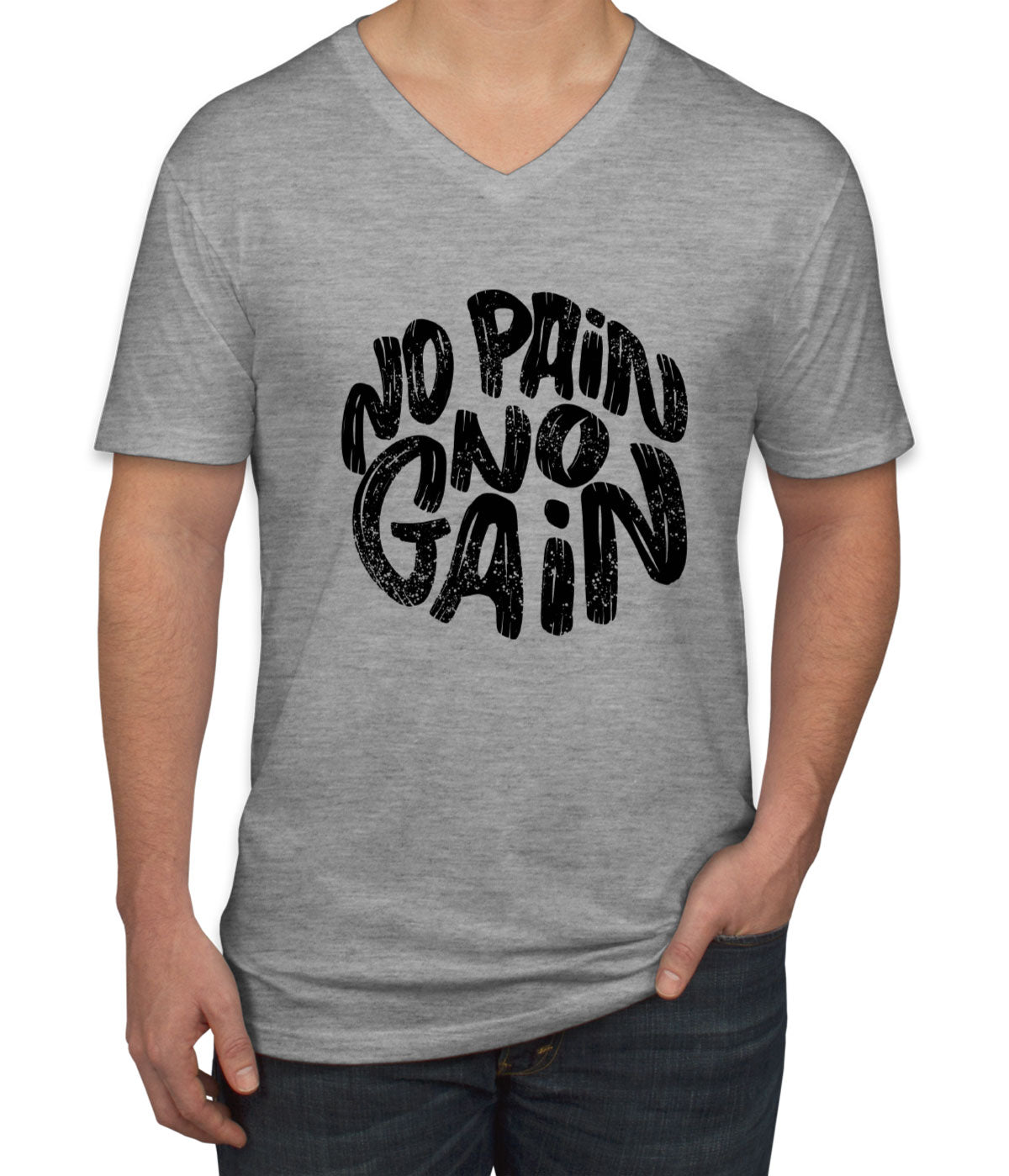 No Pain No Gain Gym Fitness Men's V Neck T-shirt