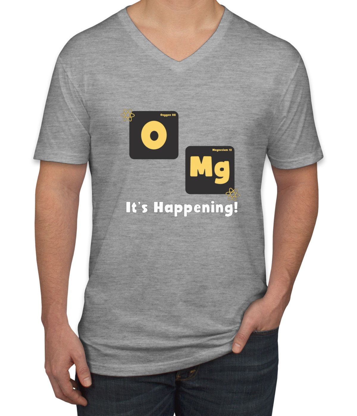 Omg It's Happening Funny Periodic Table Men's V Neck T-shirt