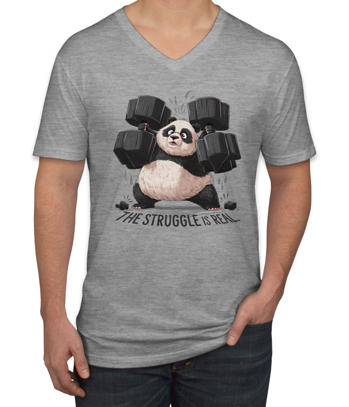 The Struggle Is Real Panda Men's V Neck T-shirt