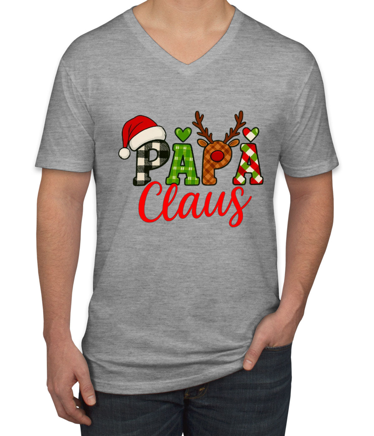 Papa Claus Christmas Men's V Neck T-shirt