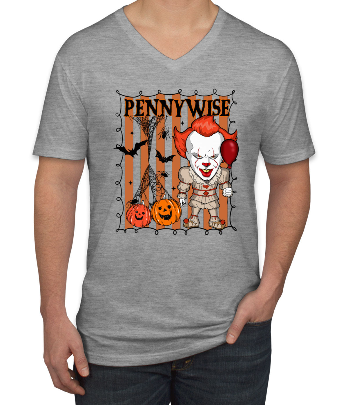 Pennywise Horror Movie Character Halloween Men's V Neck T-shirt