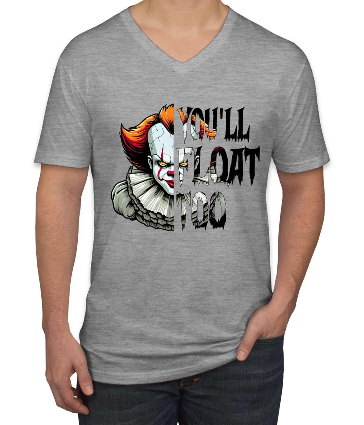 You'll Float Too Pennywise Halloween Men's V Neck T-shirt