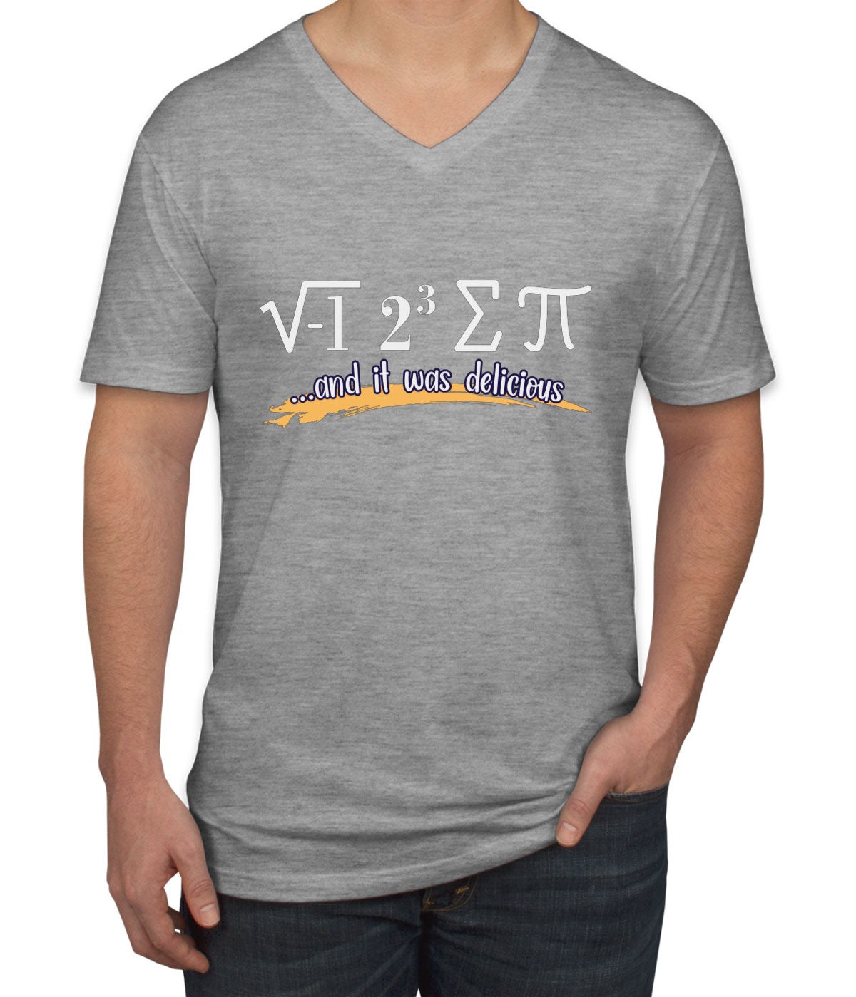 I Ate Some Pie and It Was Delicious Pi Day Math Men's V Neck T-shirt