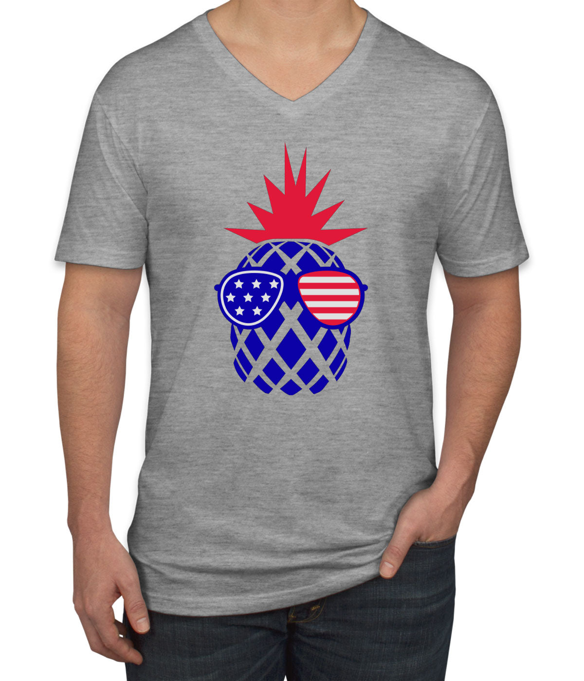 Pineapple America Patriotic Men's V Neck T-shirt