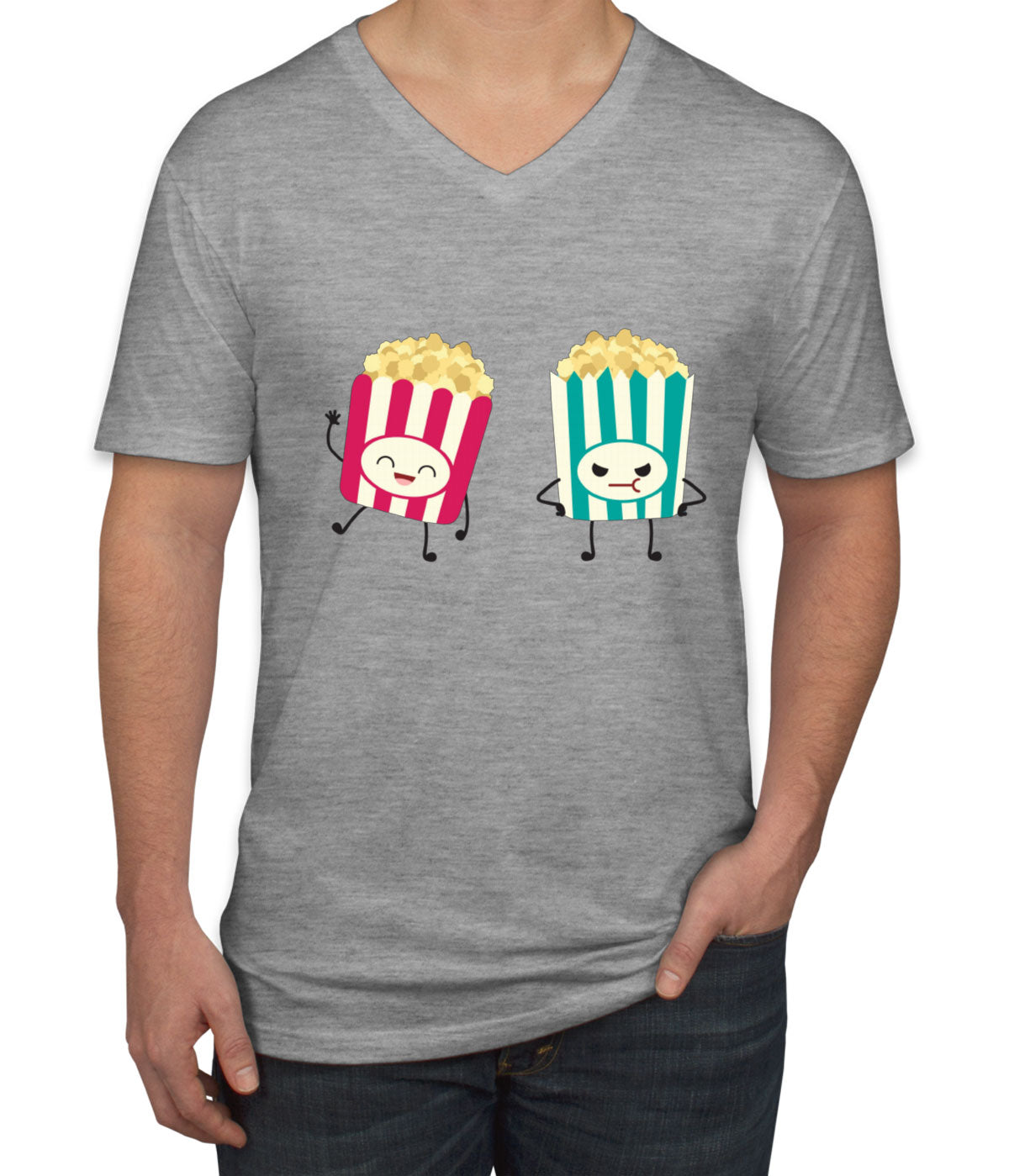 Cute Popcorn Men's V Neck T-shirt