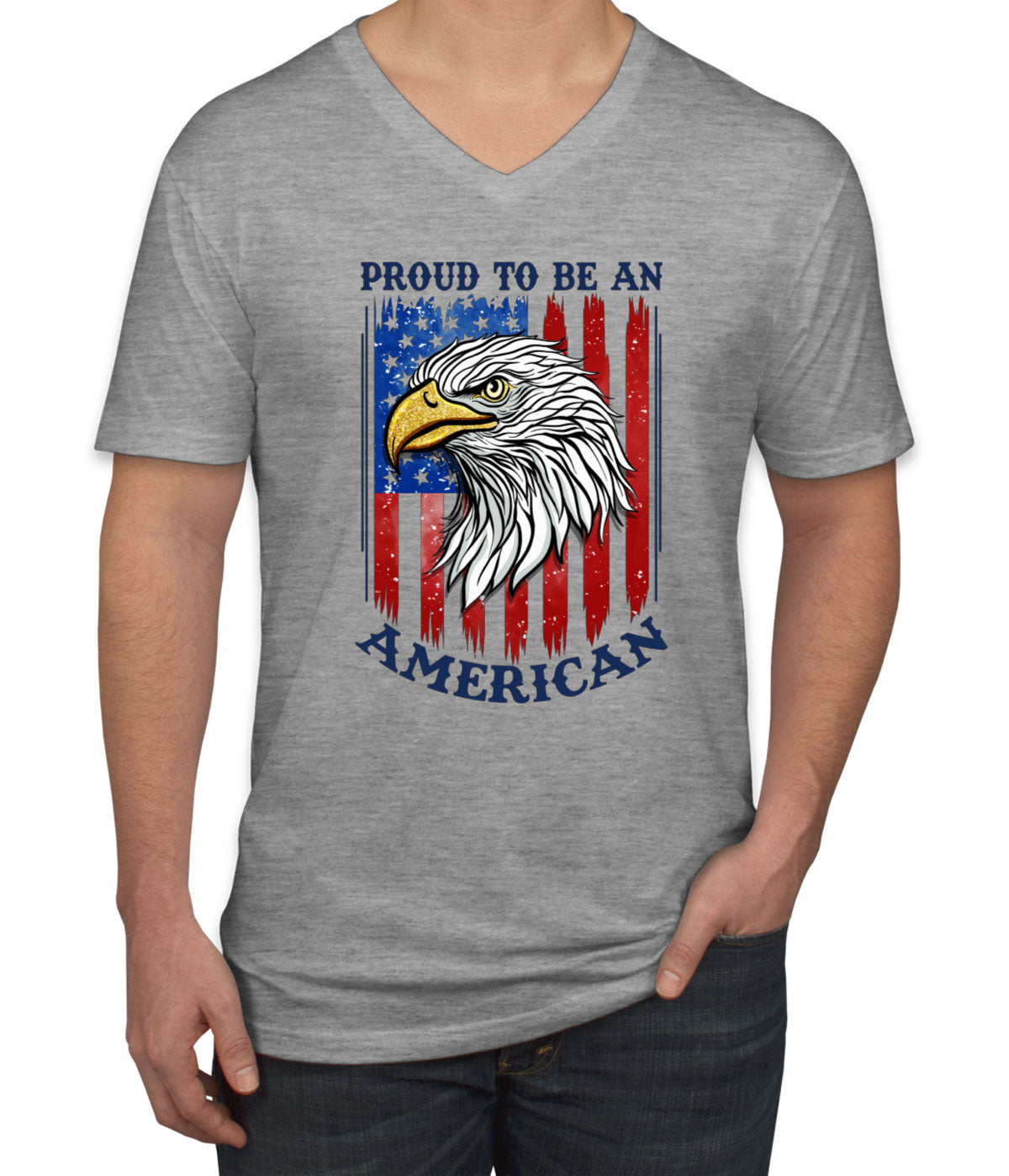 Proud To Be An American Patriotic Men's V Neck T-shirt