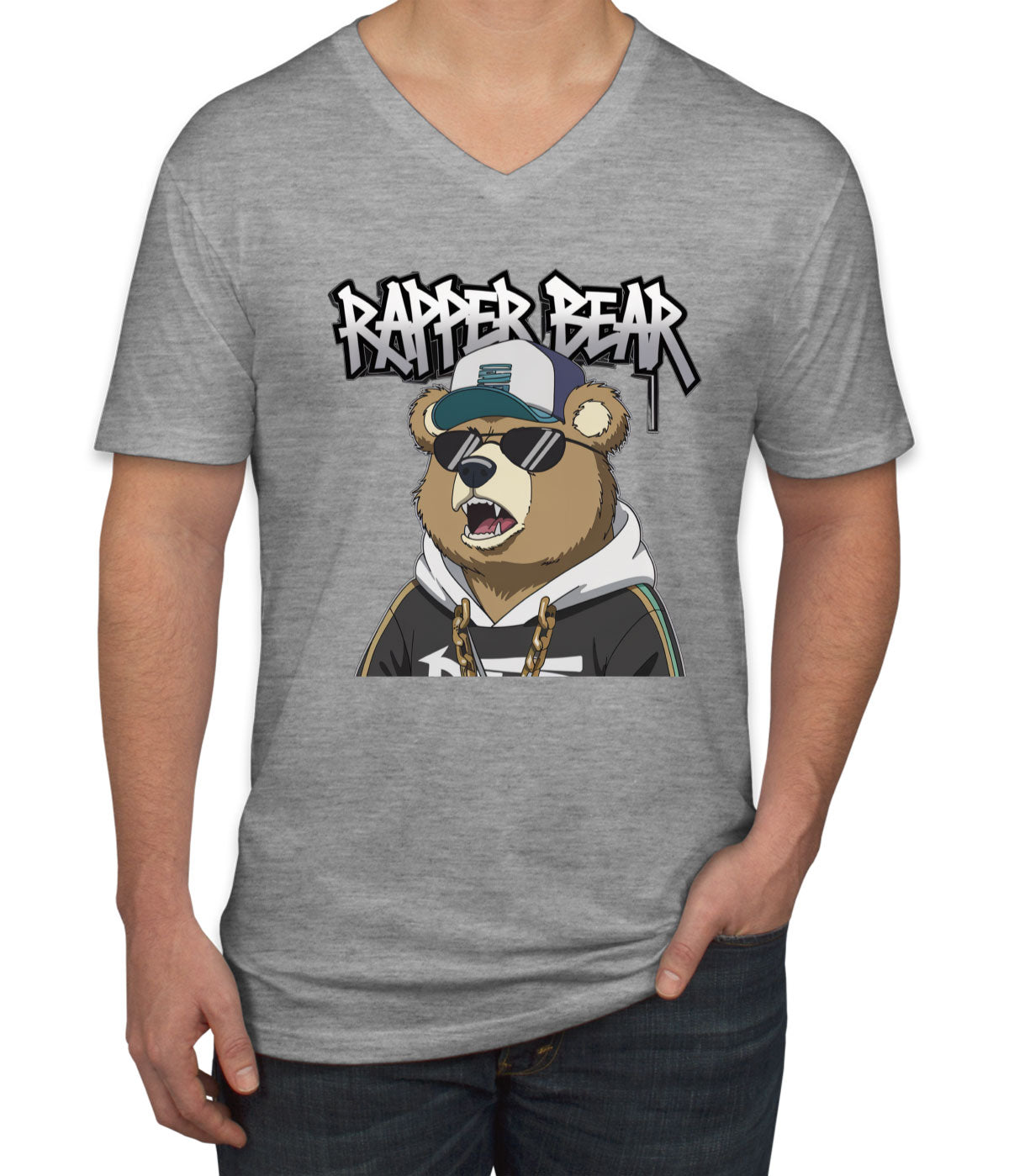 Rapper Bear Men's V Neck T-shirt
