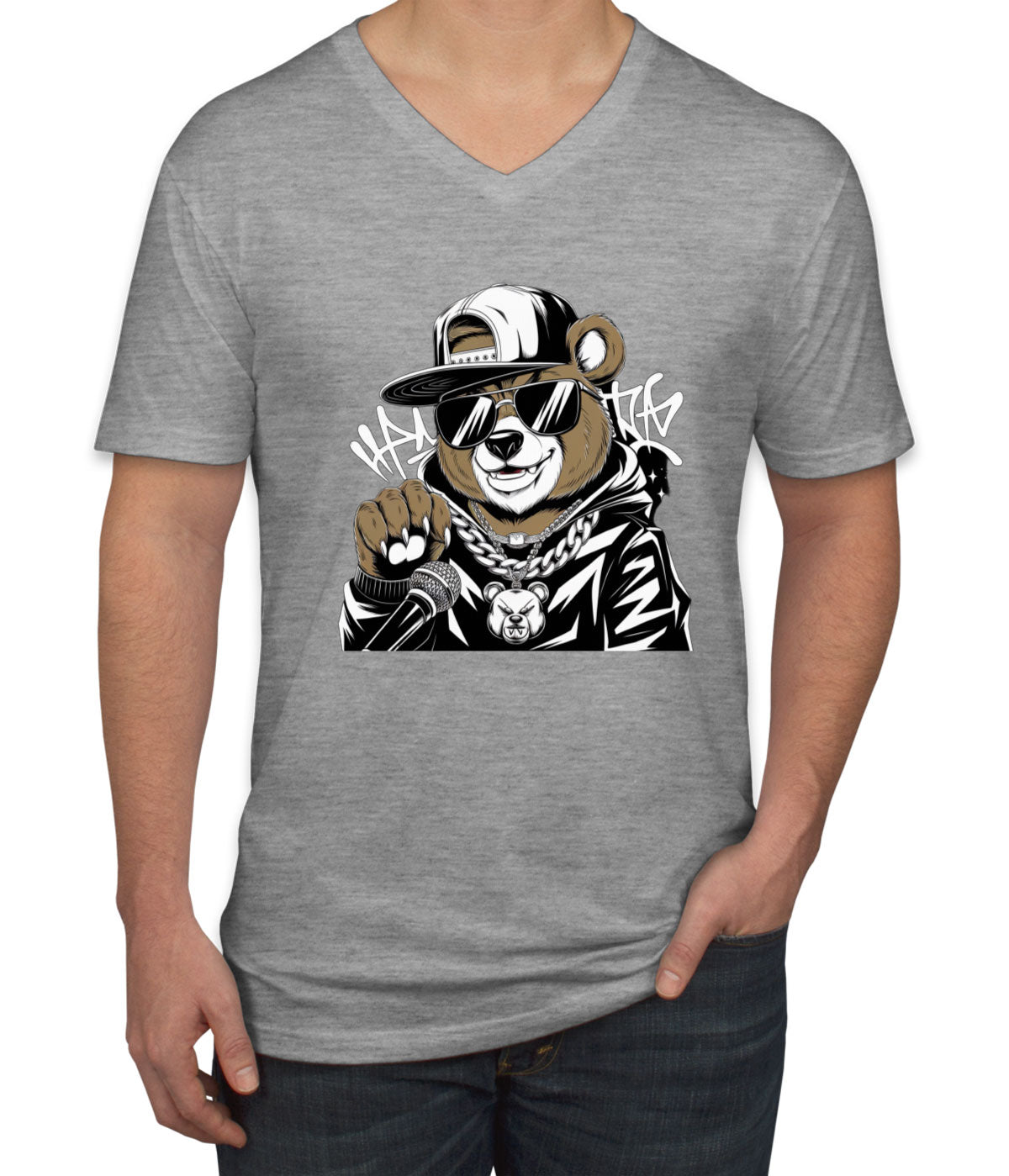 Rapper Bear Men's V Neck T-shirt