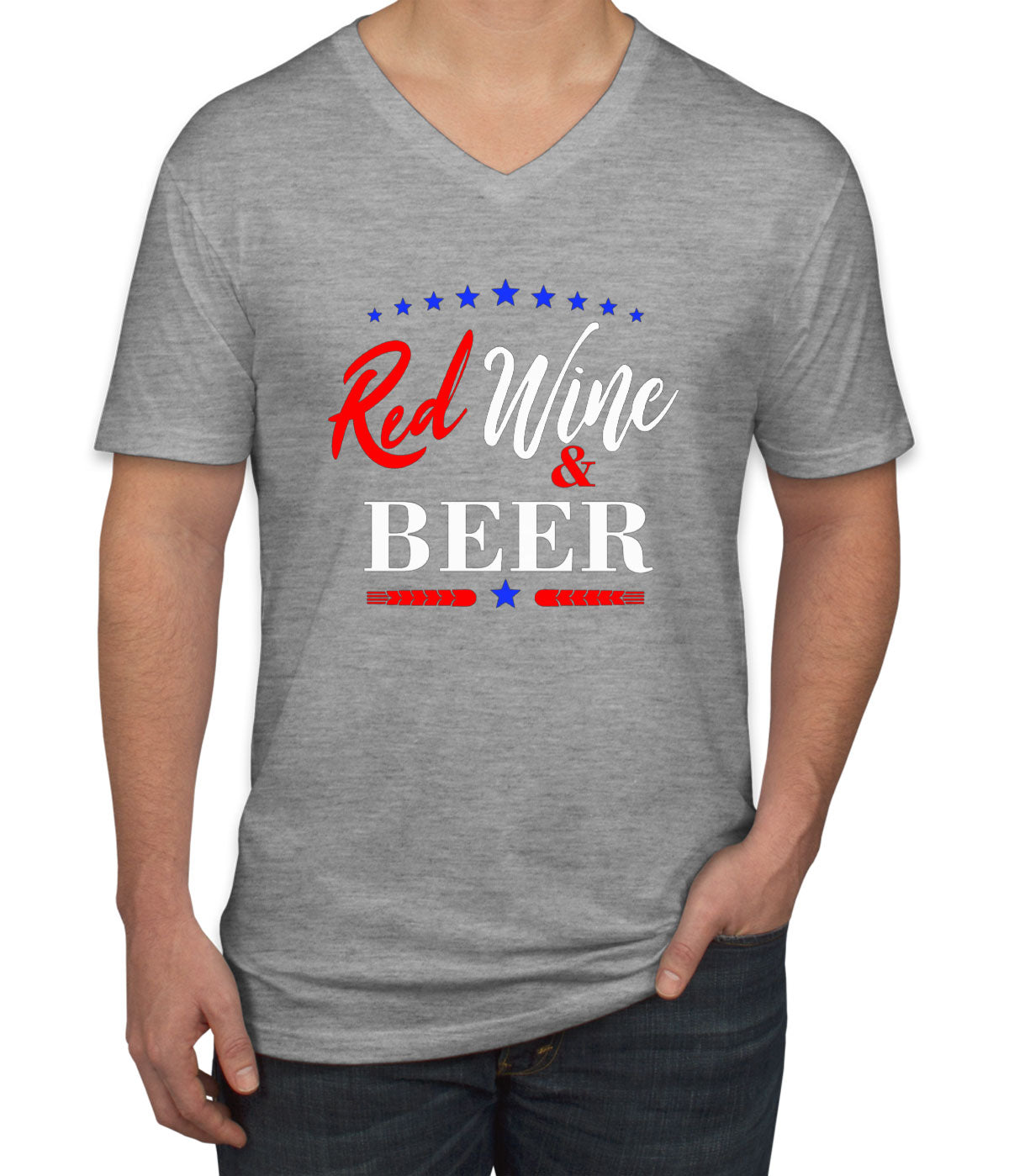 Red Wine And Beer Men's V Neck T-shirt