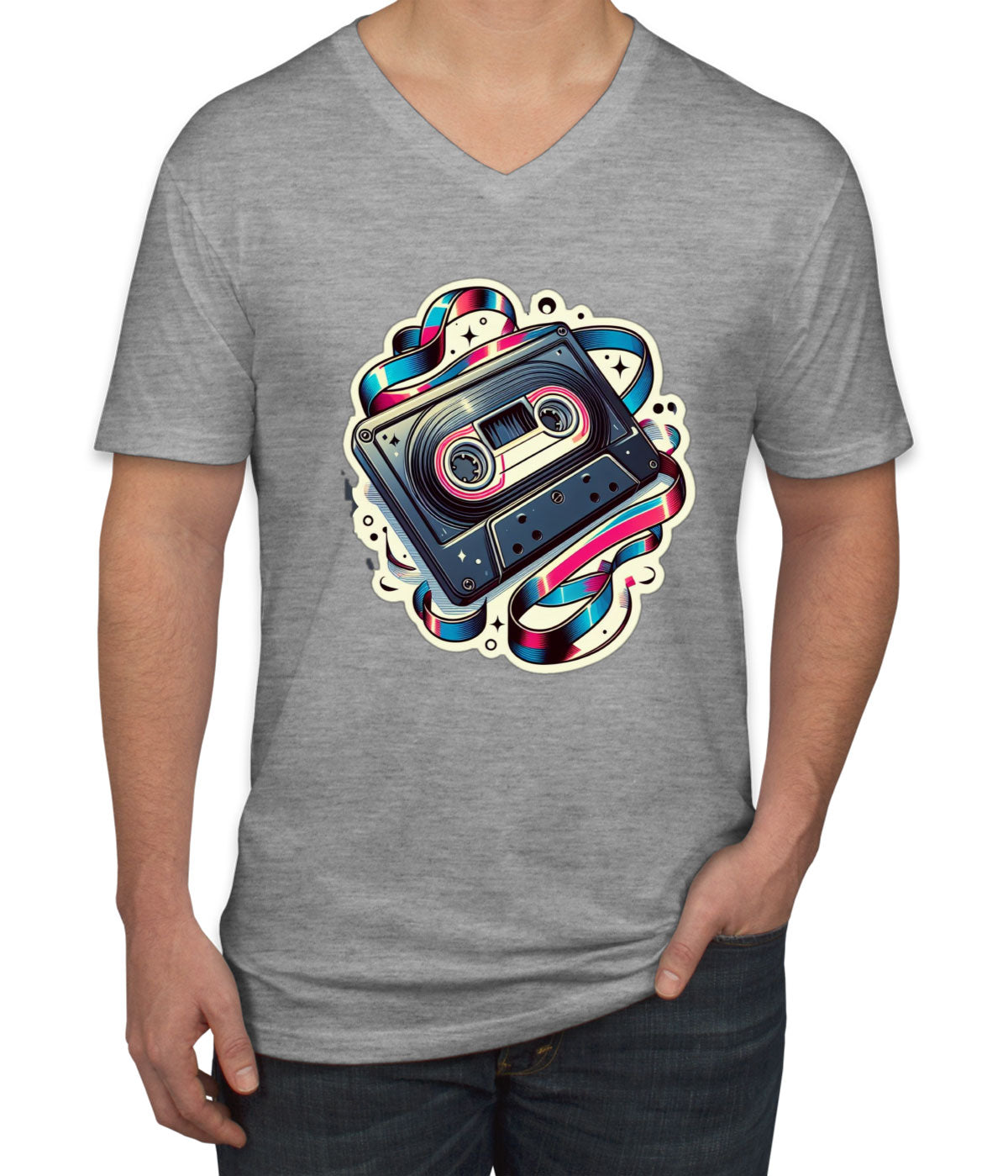 Retro Mixtape Men's V Neck T-shirt