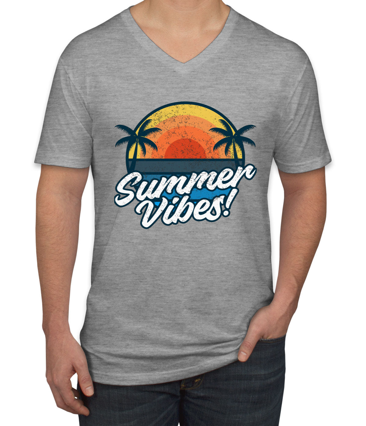 Retro Summer Vibes Men's V Neck T-shirt