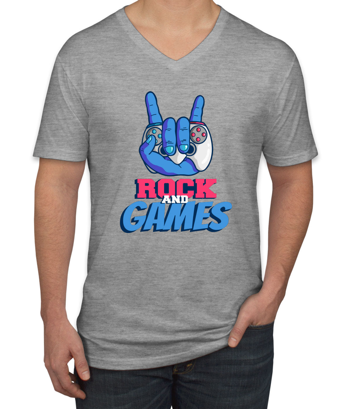 Rock And Games Men's V Neck T-shirt