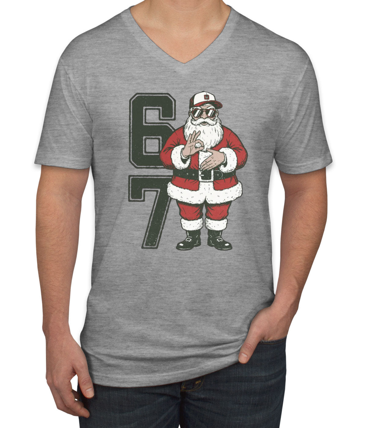 67 Sixty Seven Christmas Santa Men's V Neck T-shirt