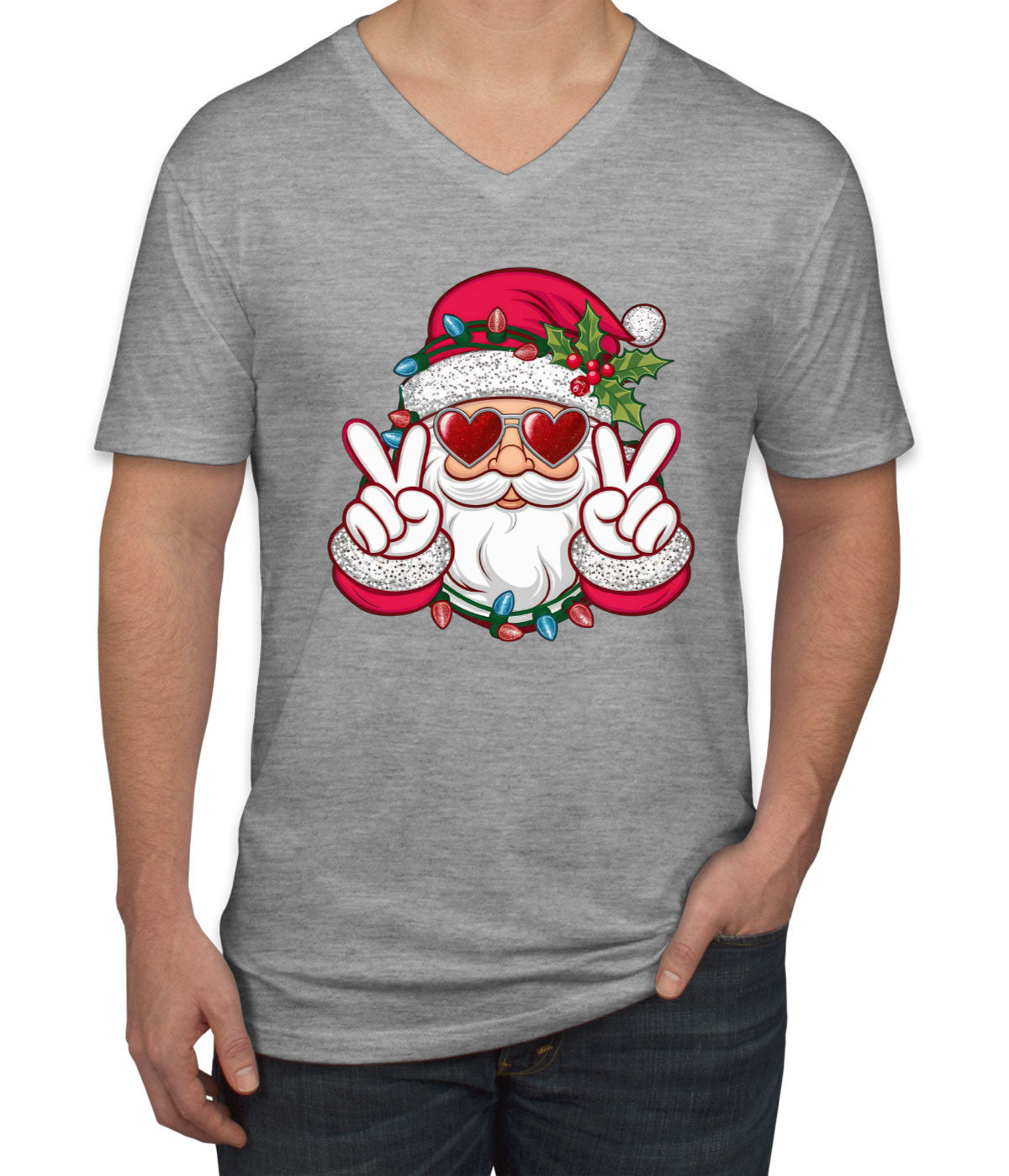 Cool Santa Claus Christmas Men's V Neck T-shirt