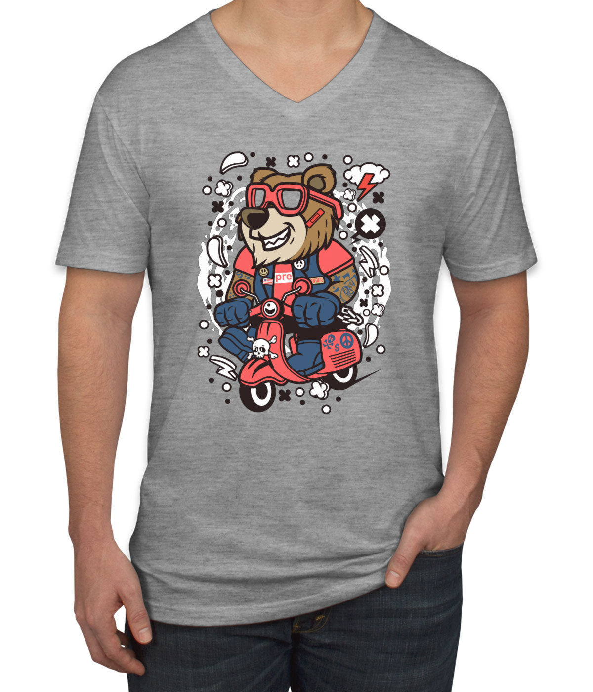 Scooter Bear Men's V Neck T-shirt