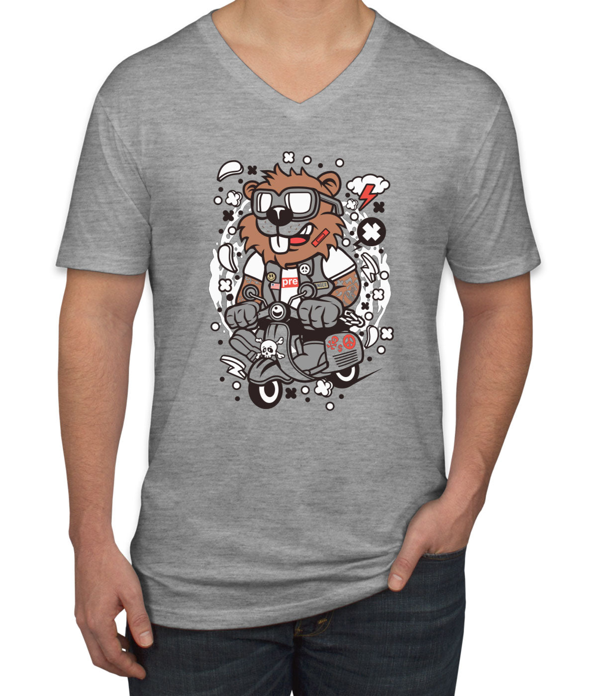 Scooter Beaver Men's V Neck T-shirt