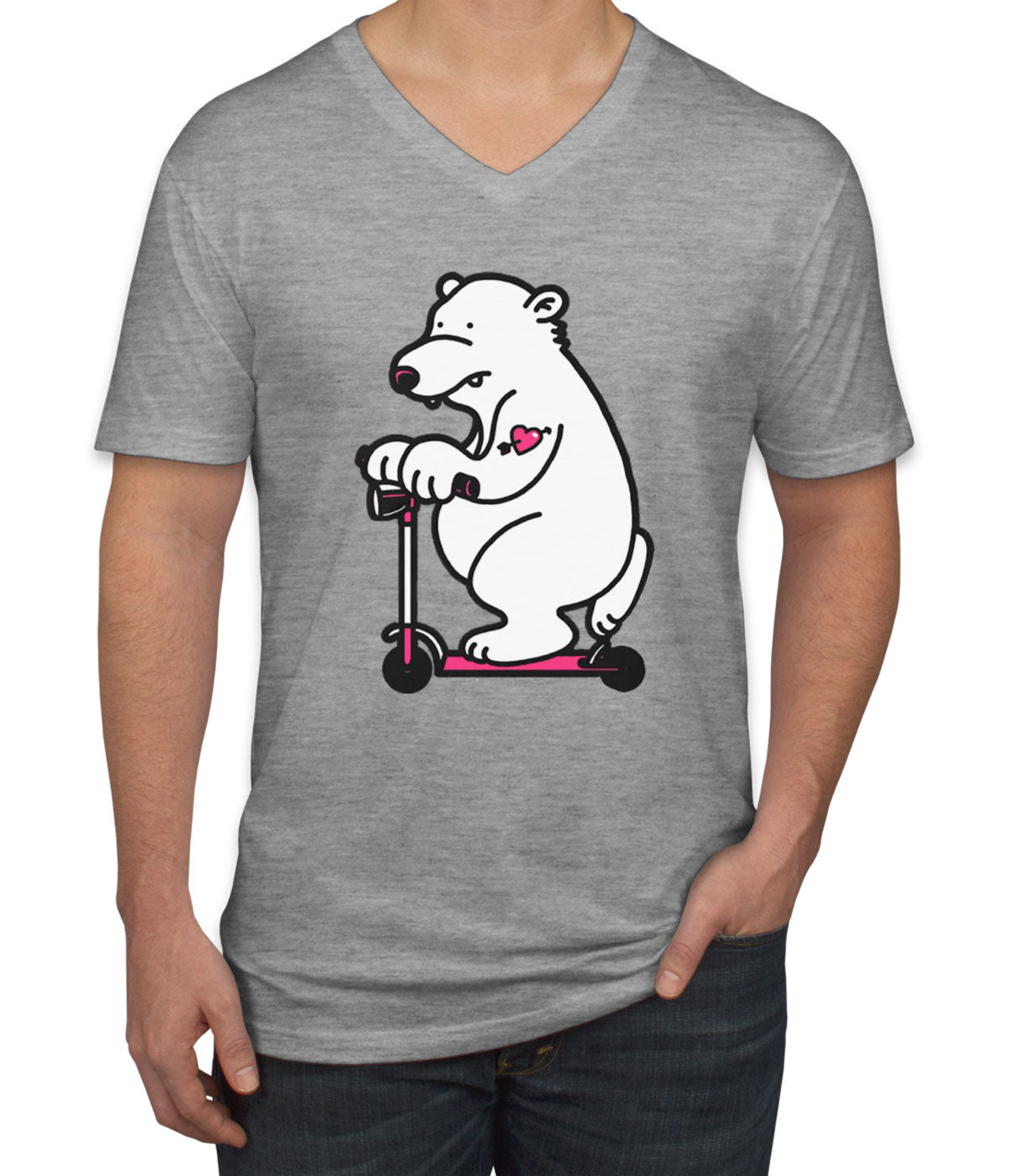 Scooter Bear Men's V Neck T-shirt