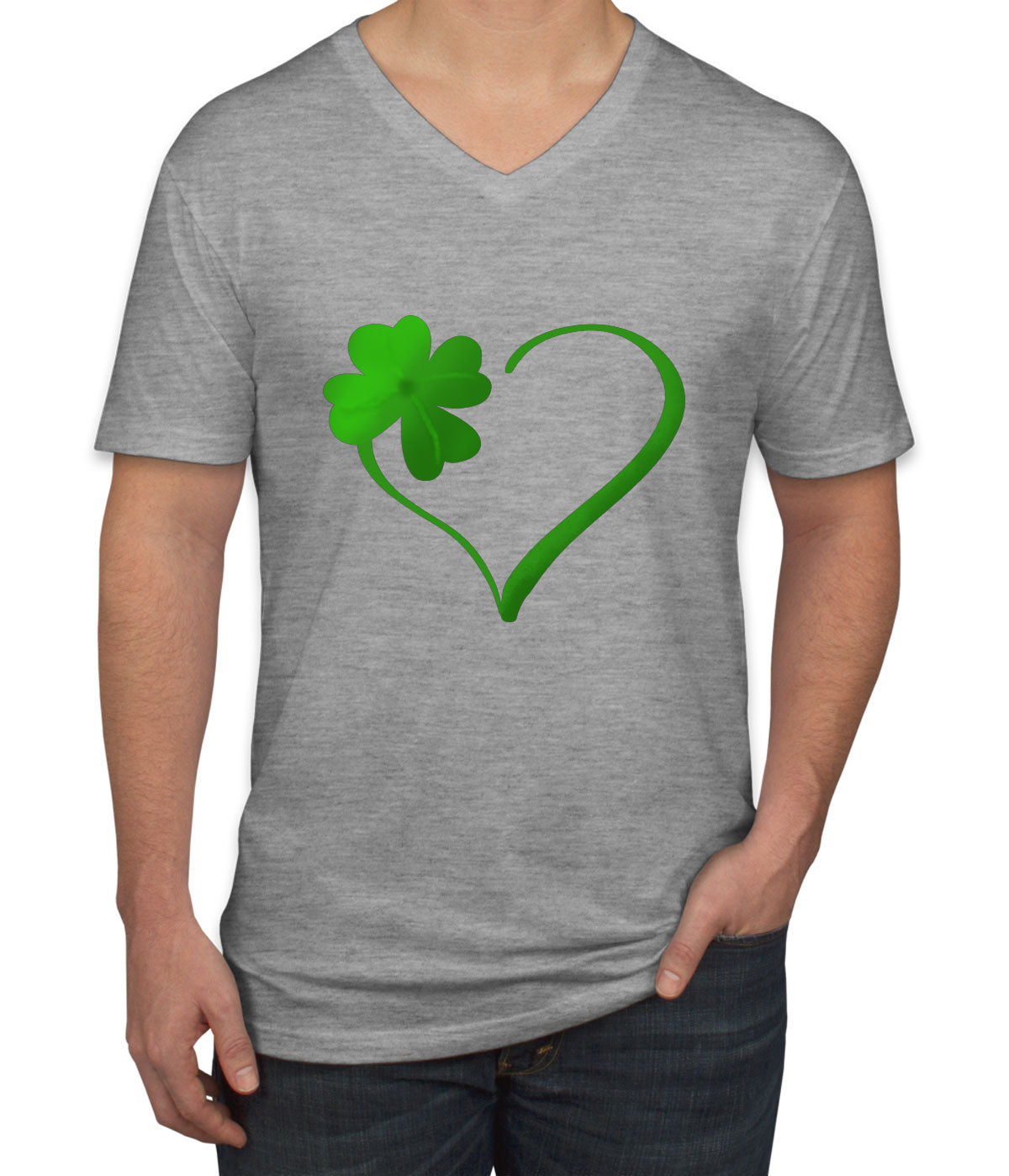 Shamrock Heart St. Patrick's Day Men's V Neck T-shirt