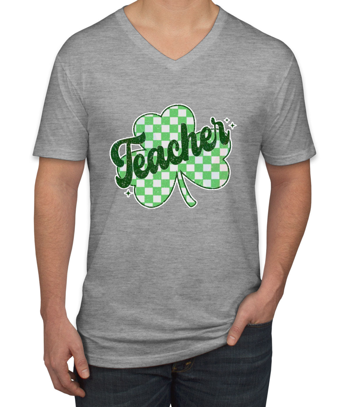 Shamrock Teacher St. Patrick's Day Men's V Neck T-shirt