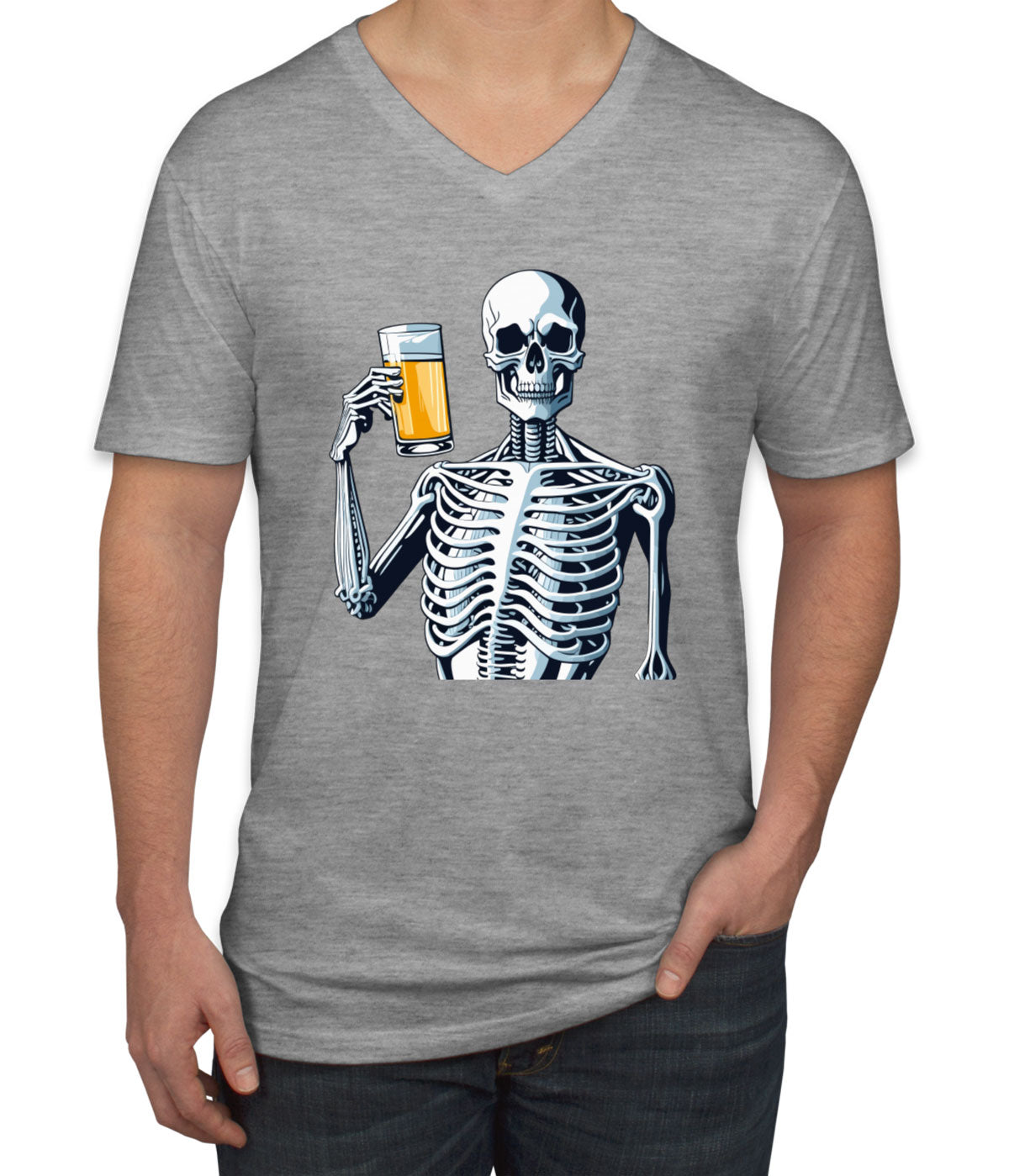 Skeleton Beer Men's V Neck T-shirt