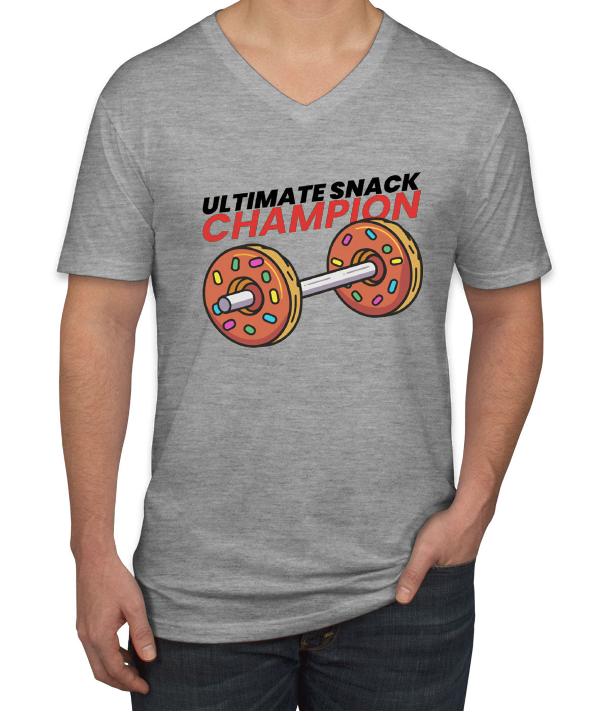 Ultimate Snack Champion Donut Gym Fitness Men's V Neck T-shirt