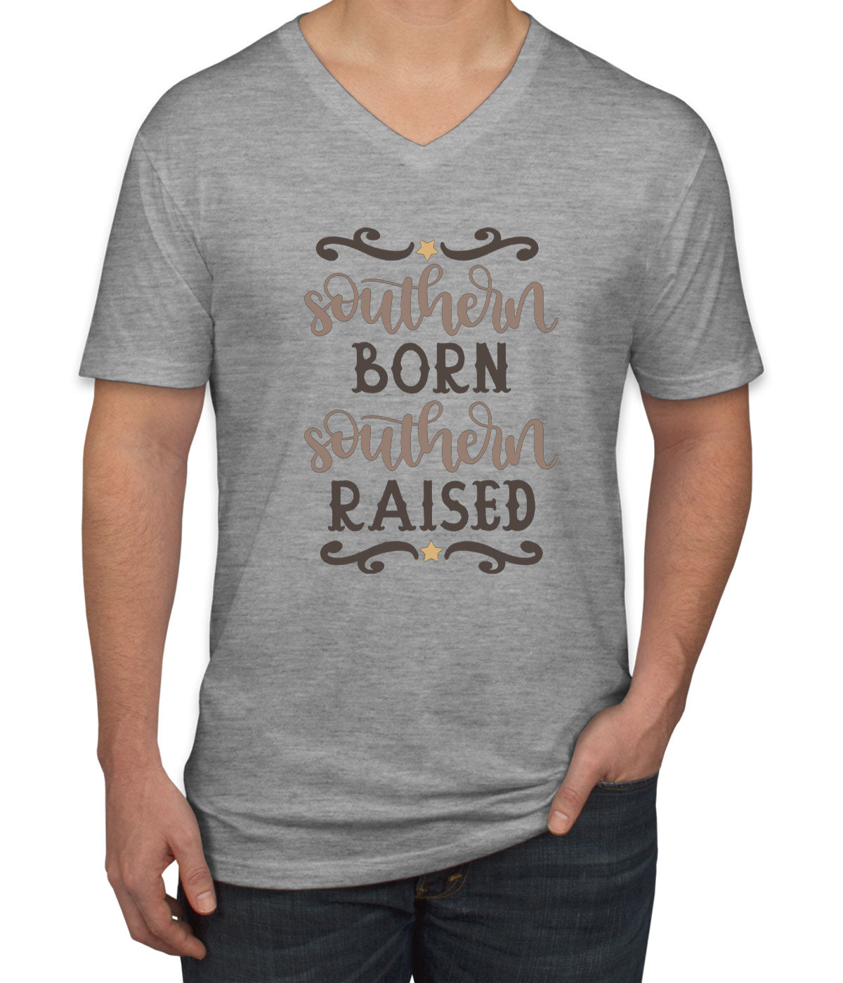 Southern Born Southern Raised Men's V Neck T-shirt