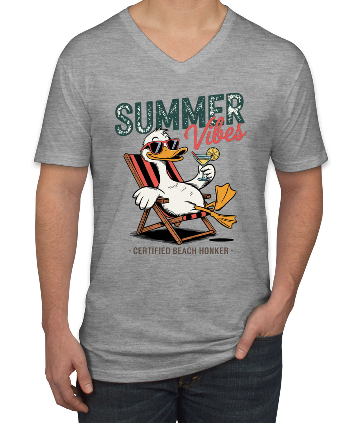 Summer Vibes Funny Duck Men's V Neck T-shirt