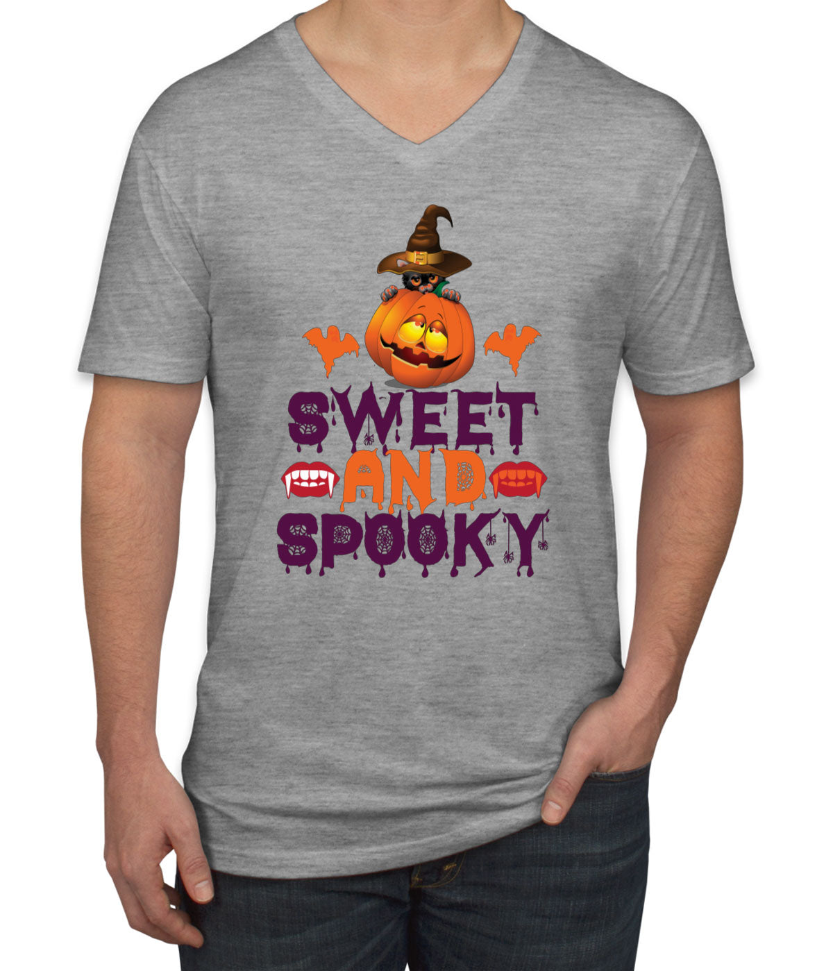 Sweet And Spooky Halloween Men's V Neck T-shirt