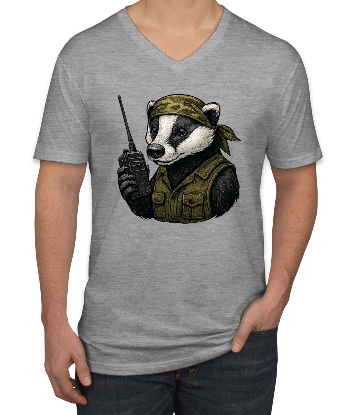 Tactical Raccoon Hunting Men's V Neck T-shirt
