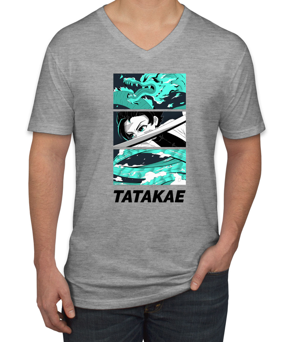 Tatakae Anime Men's V Neck T-shirt